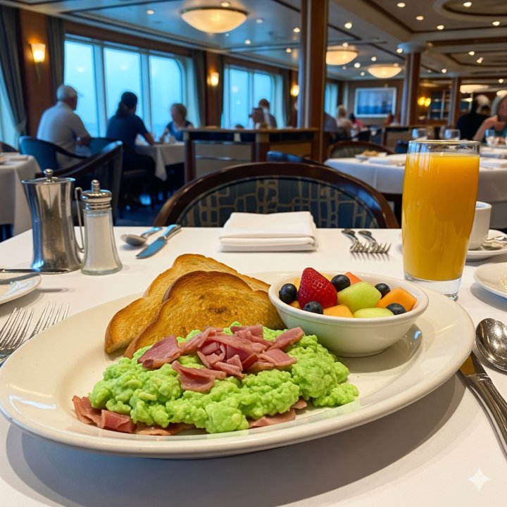 Green eggs and ham breakfast on Carnival Cruise Firenze
