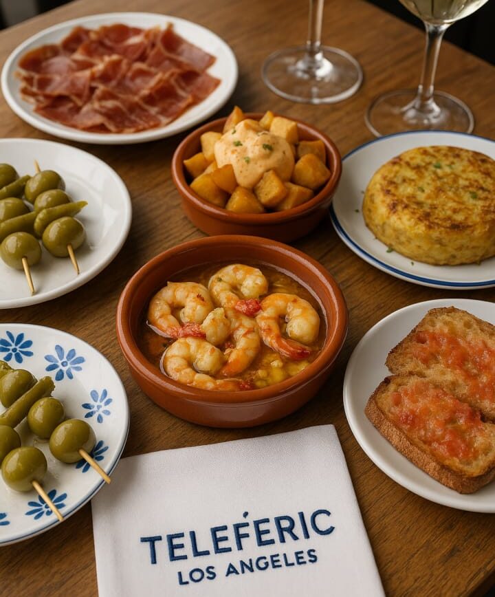 Teleferic Barcelona tapas platter with croquetas and paella bites