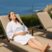 Woman relaxing in spa robe at Terranea Resort in Rancho Palos Verdes with oceanfront views, enjoying a mom spa day.
