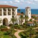 A panoramic view of Terranea Resort on the cliffs of Rancho Palos Verdes with the Pacific Ocean in the background.
