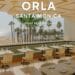 ORLA Santa Monica terrace dining with ocean view and overlay text “Oceanfront Mediterranean Dining in Los Angeles