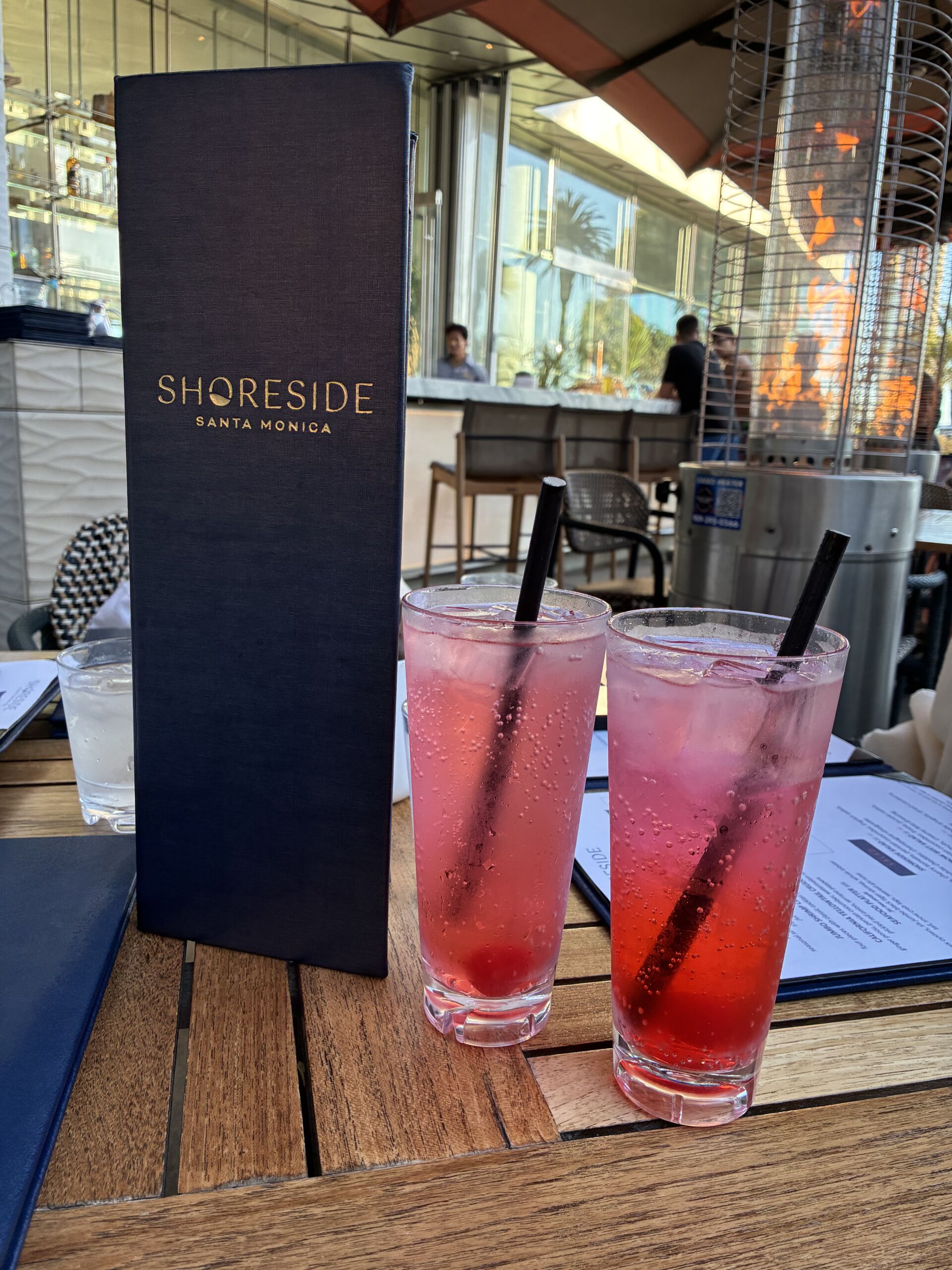 Two Shirley Temple drinks served at Shoreside Restaurant and Bar in Santa Monica