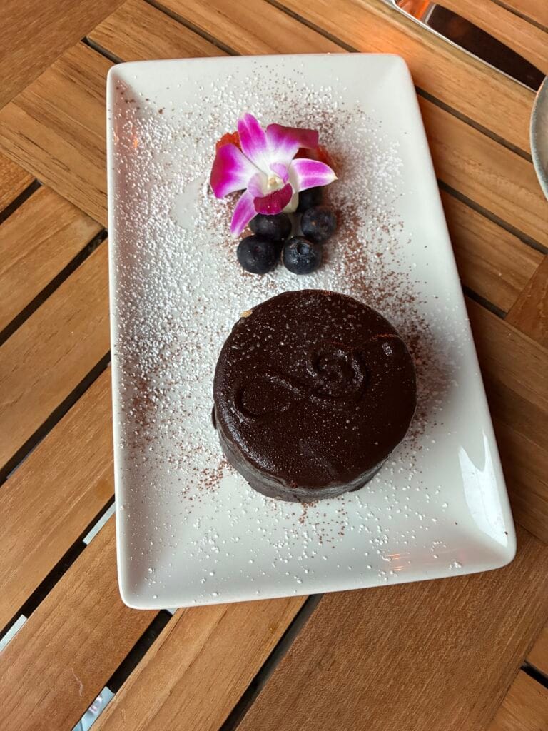 Rich chocolate cake dessert, dense and deeply chocolatey
