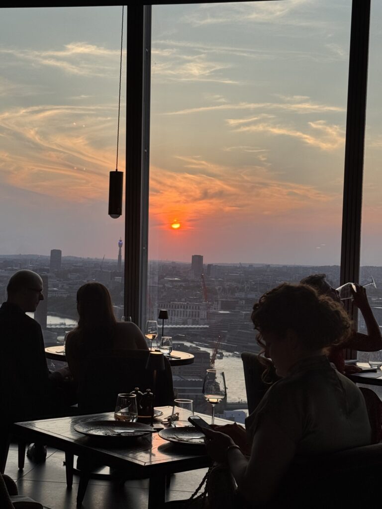 Amazing sunset view while dining at Aqua Shard