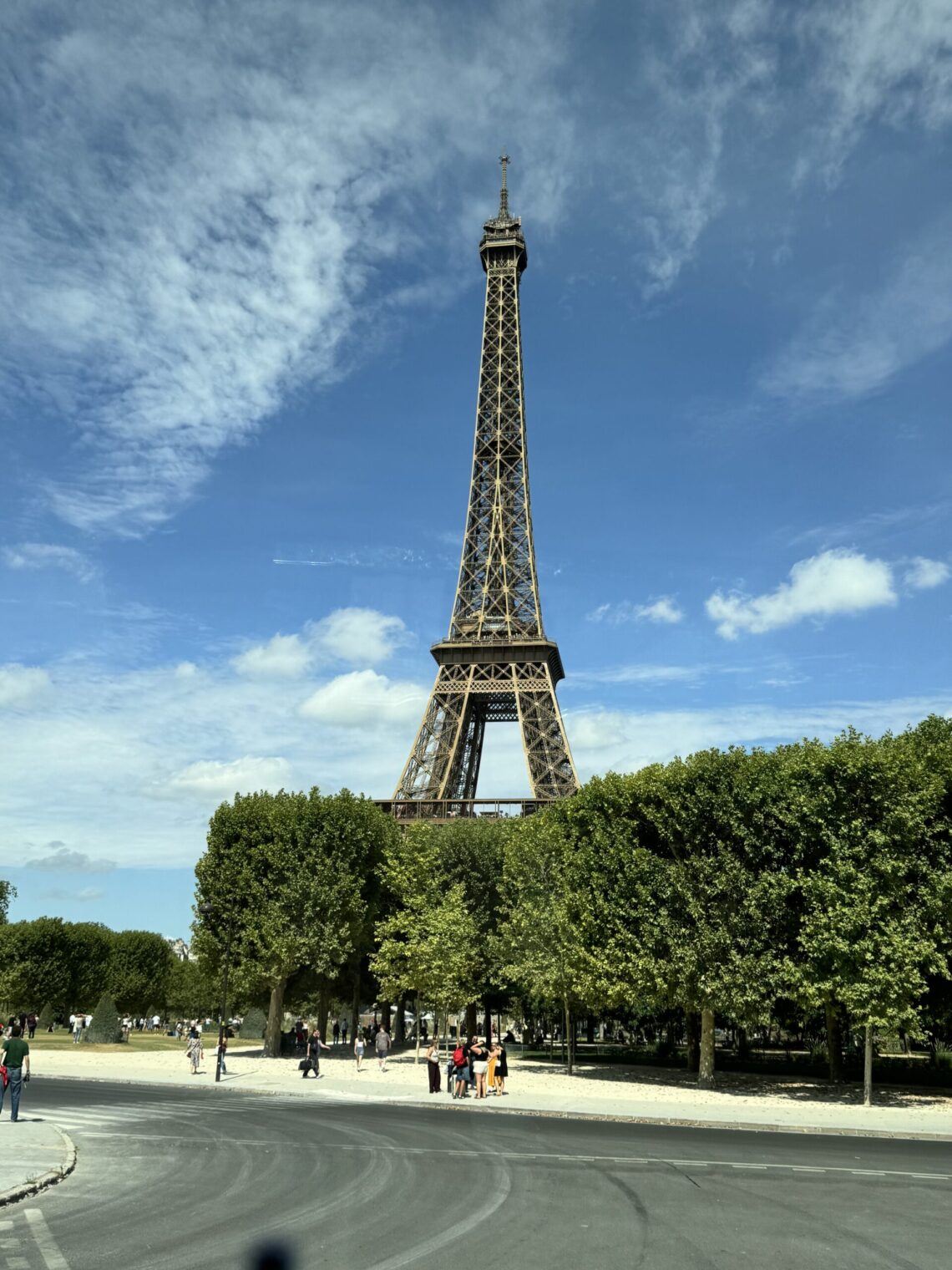 The Eiffel Tower, seen on our bus tour from Le Havre to Paris