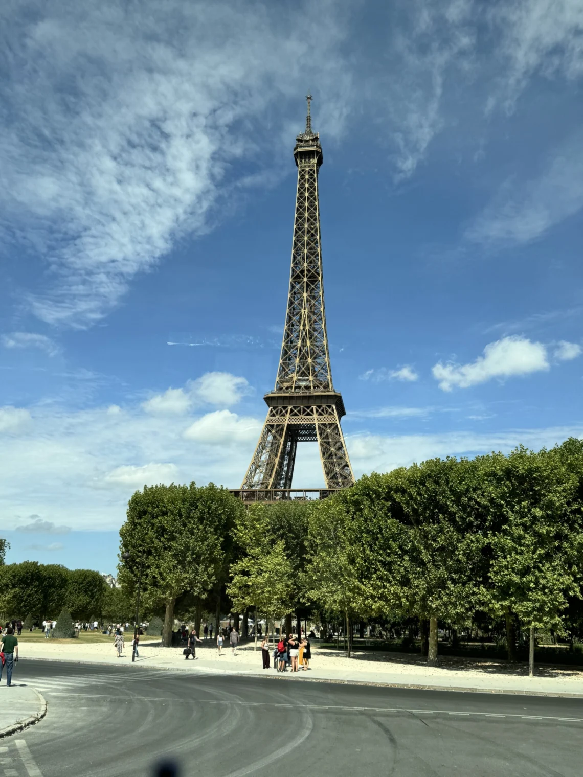 The Eiffel Tower, seen on our bus tour from Le Havre to Paris