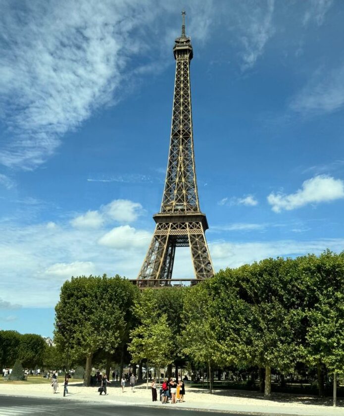 The Eiffel Tower, seen on our bus tour from Le Havre to Paris