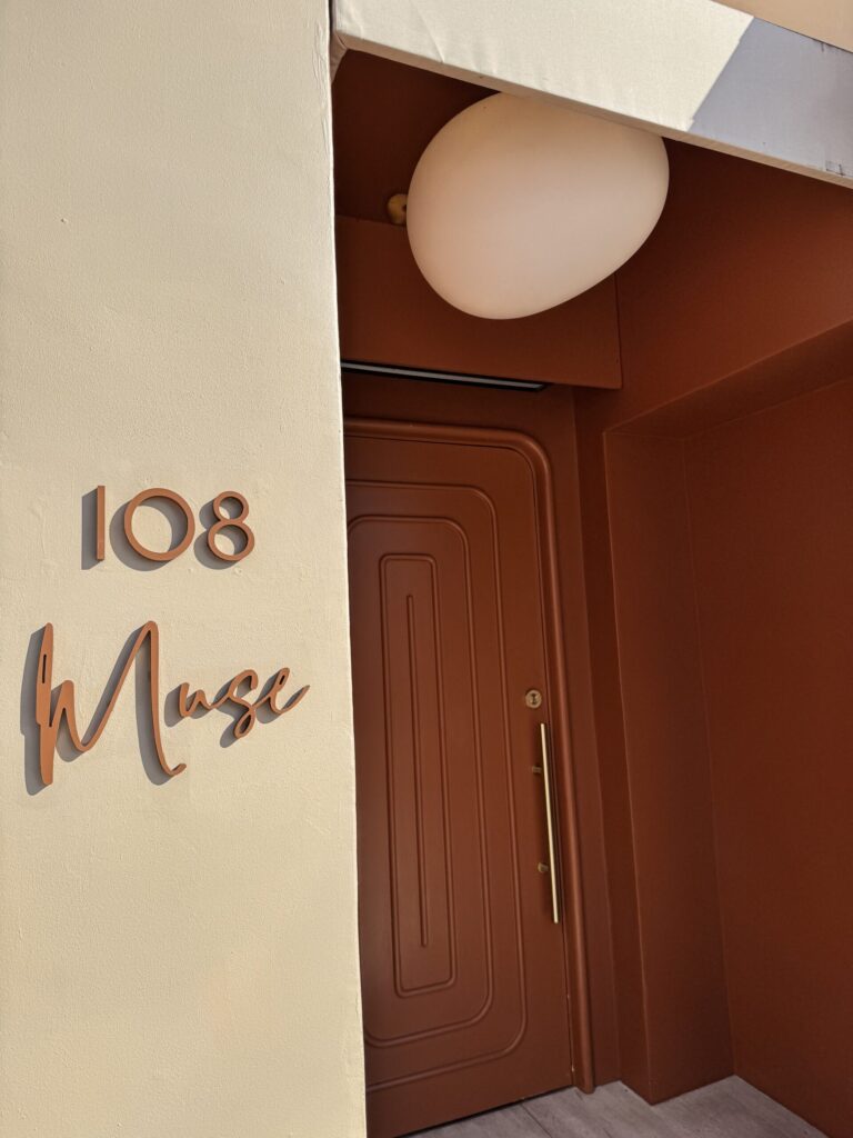 The entrance to Muse in Pacific Palisades, one of our favorite restaurants without kids in Los Angeles.