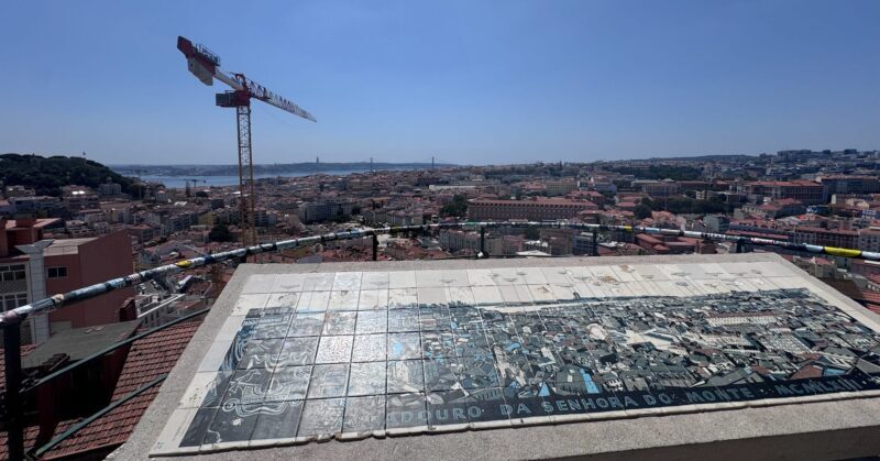 Tile map of the city at the Miradouro da Senhora do Monte viewpoint in Lisbon