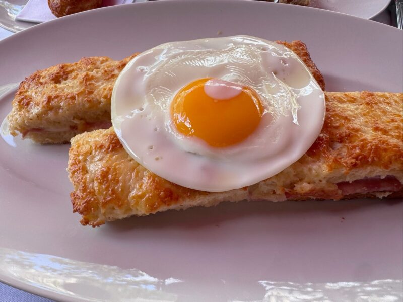 Croque madame with a fried egg on top at Fouquet’s in Paris