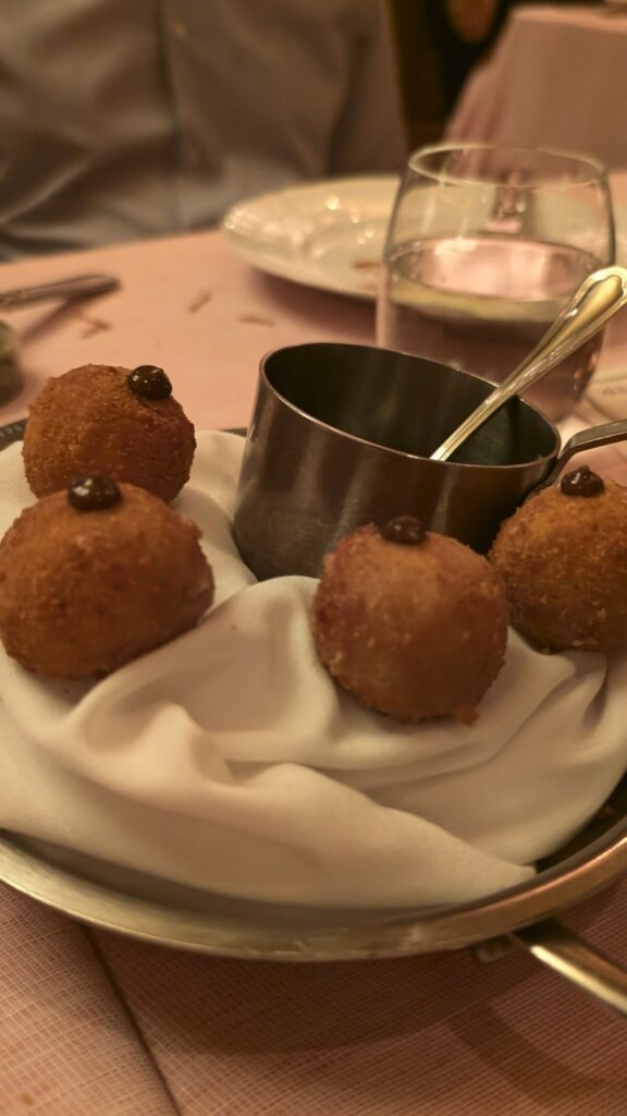 Veal bonbons with sauce verte