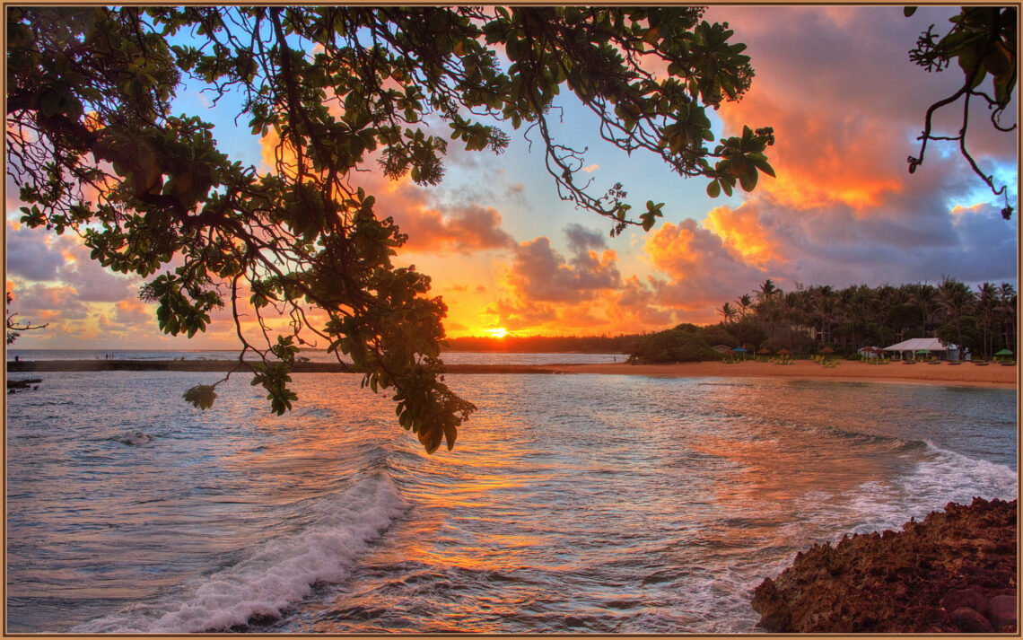 Sunrise over Kuilima Cove at Turtle Bay Resort on Oahu's North Shore
