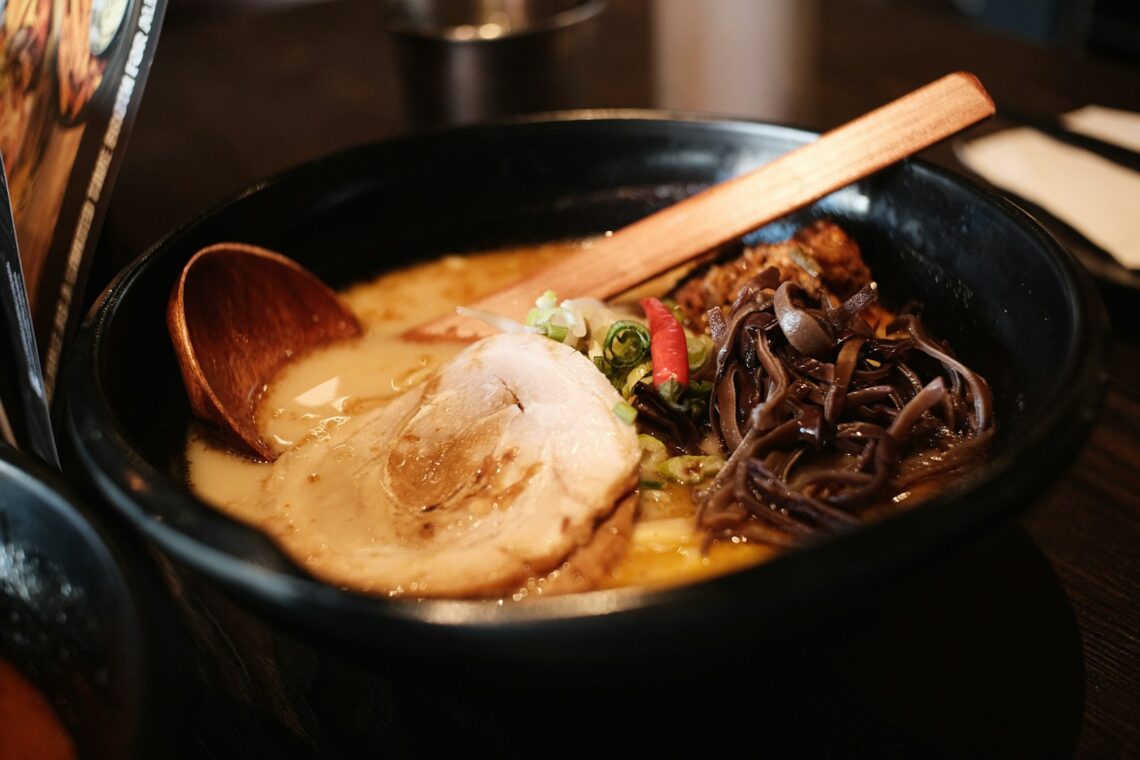 Bowl of ramen with sliced pork and noodles