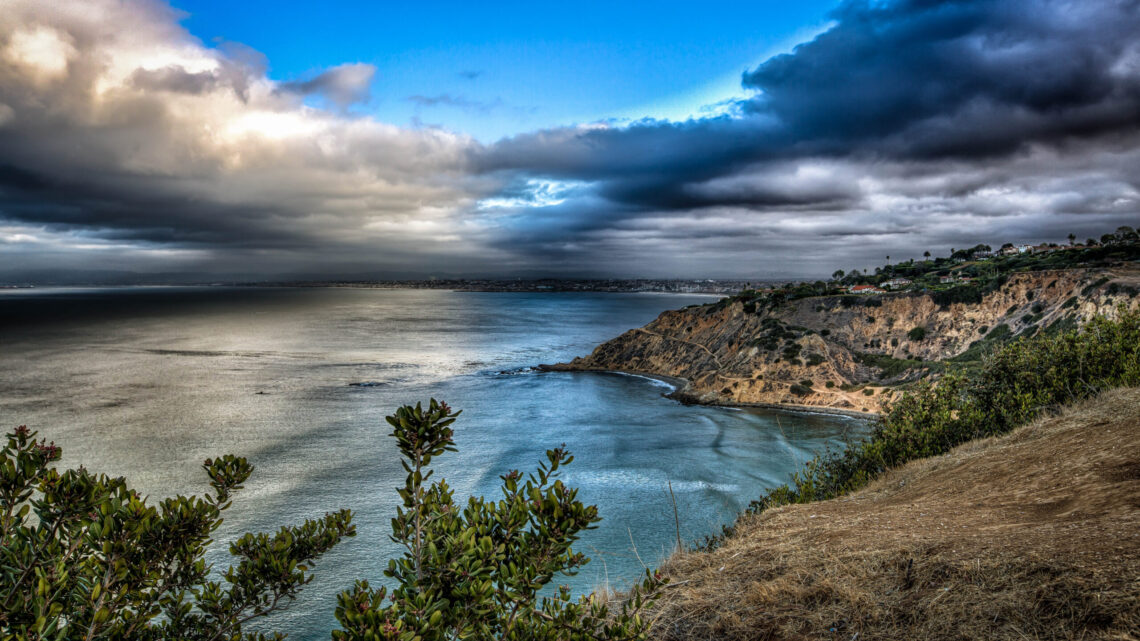 Coastal seascape view of the Rancho Palos Verdes peninsula near Terranea Resort