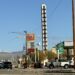 The World’s Tallest Thermometer next to a 76 gas station in Baker, California