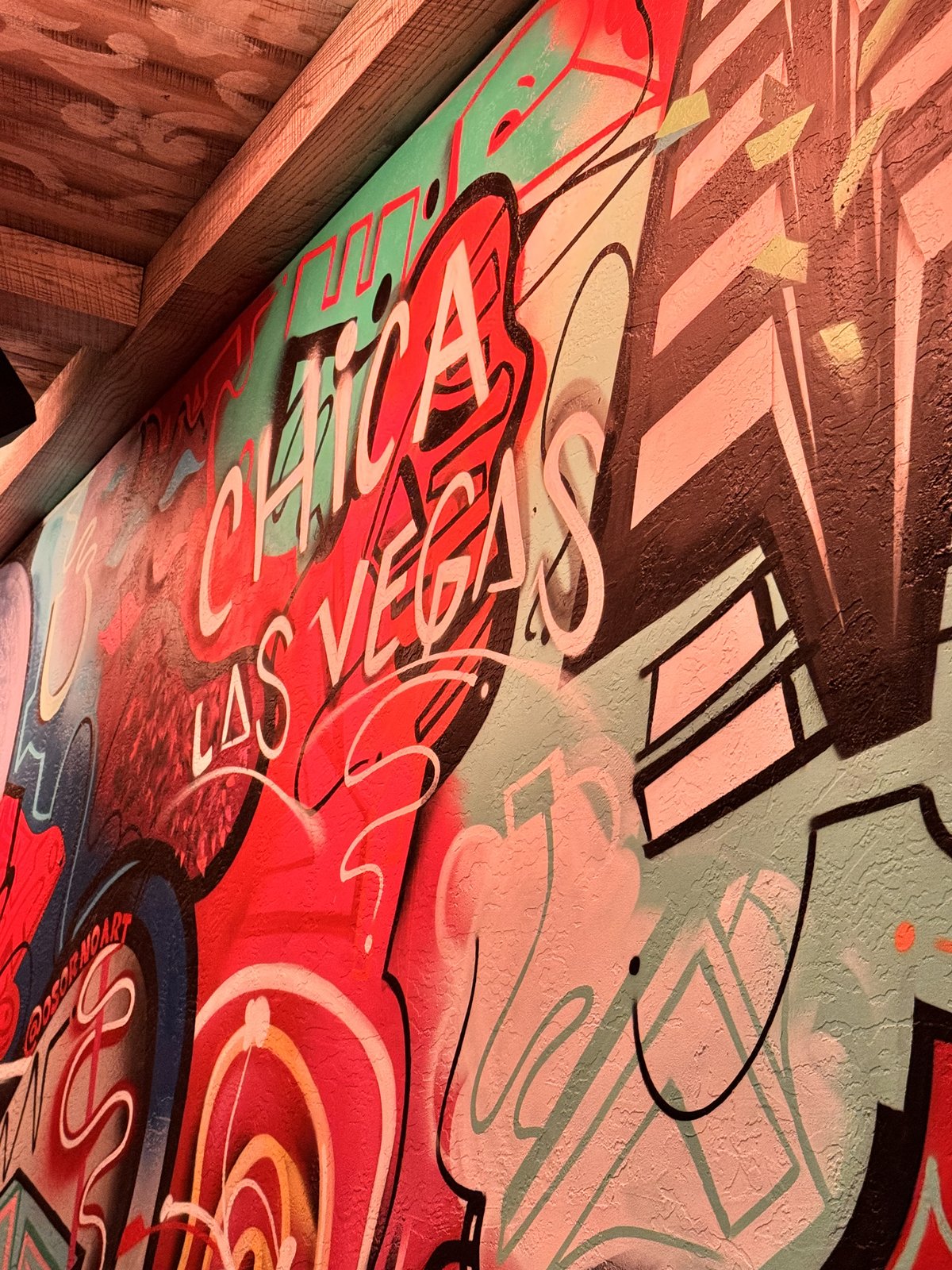 Colorful graffiti-style CHICA Las Vegas mural inside CHICA at the luxury Venetian Resort