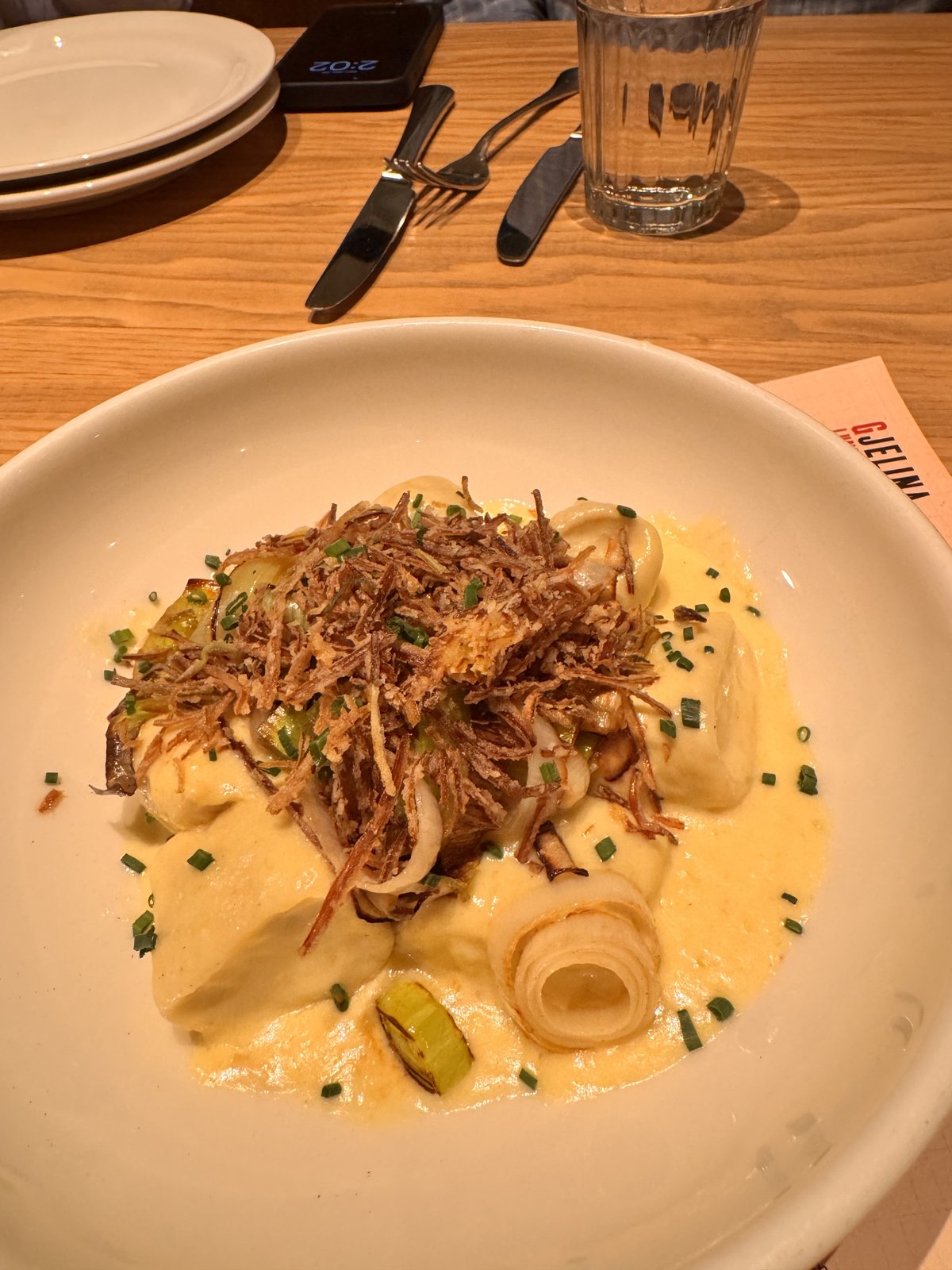 Gnocchi with leeks and crispy shallots at Gjelina in The Venetian