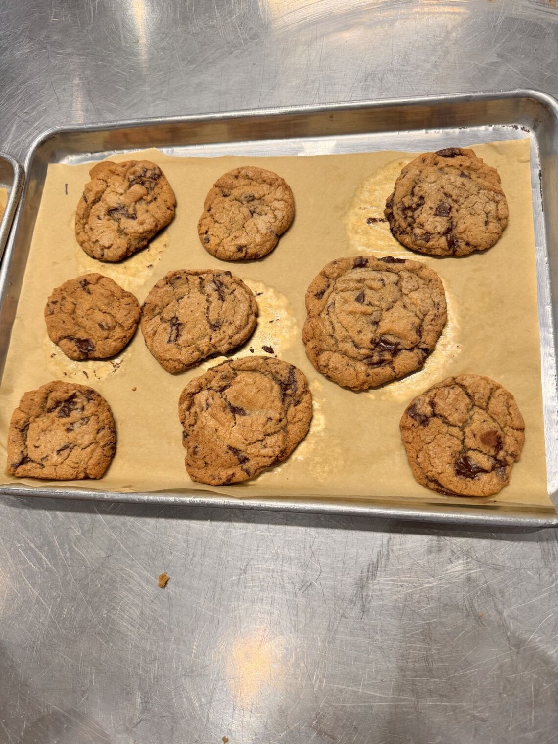 A tray of chocolate chip cookies the kids baked at The Gourmandise School
