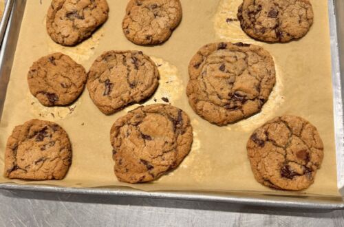 A tray of chocolate chip cookies the kids baked at The Gourmandise School