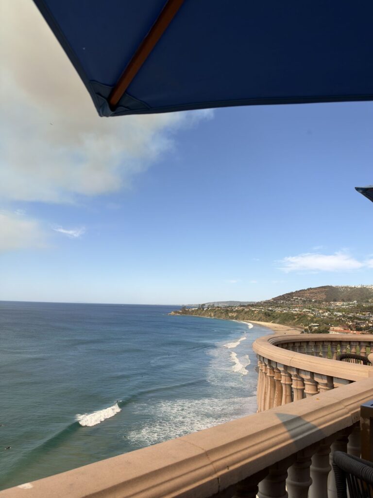 Ocean and beach view from 180blu terrace at the Ritz-Carlton Laguna Niguel
