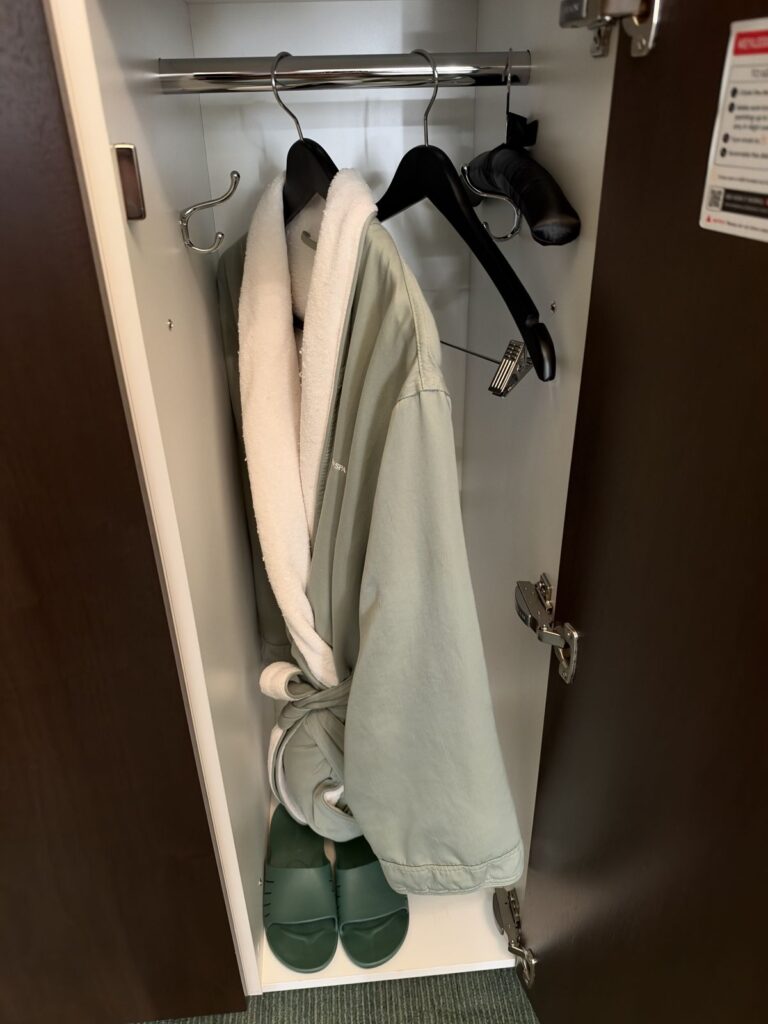 Spa robe and slippers in a closet at the Ritz-Carlton Laguna Niguel