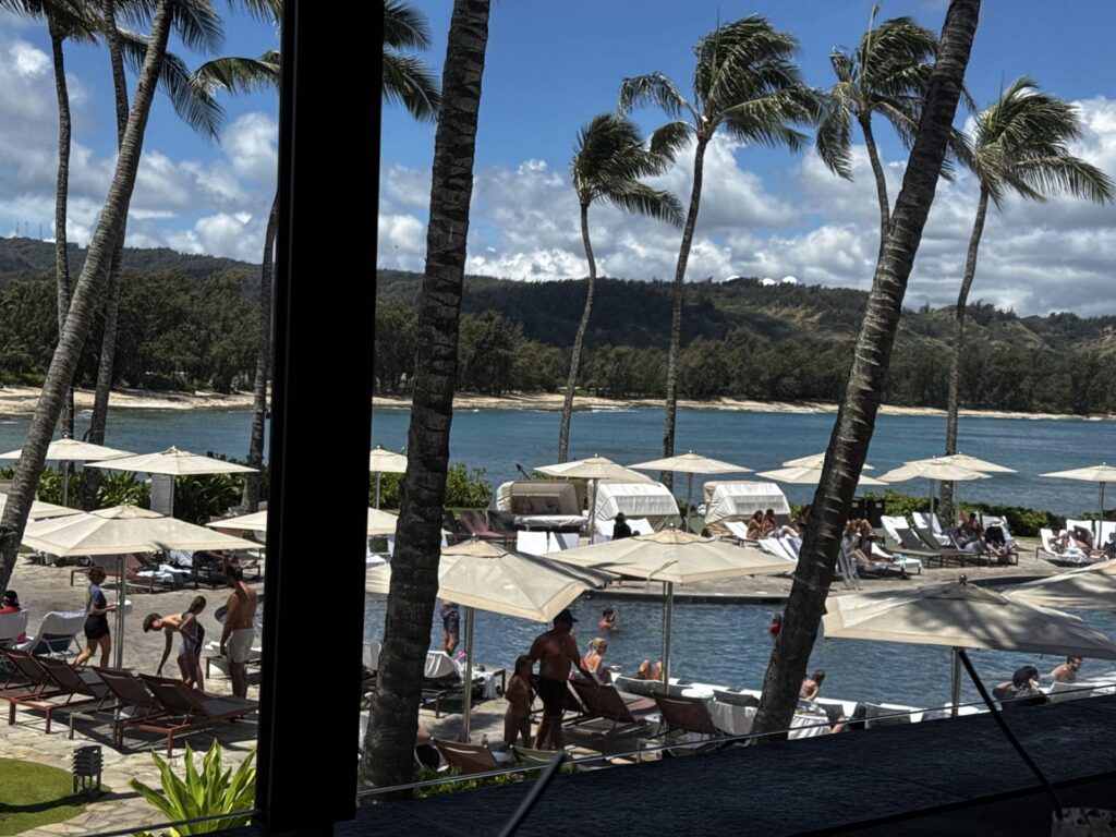 Pool deck and bay at Ritz-Carlton Turtle Bay